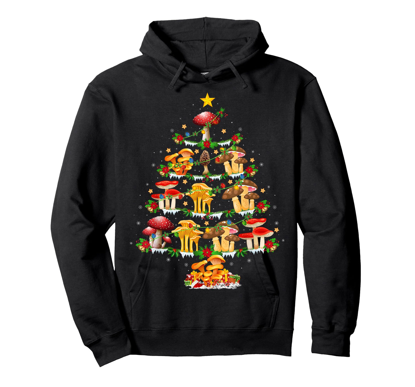 Mushroom Christmas Tree Lights Funny Mushroom Xmas T-Shirt
