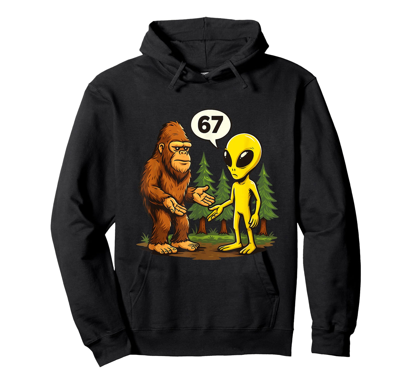 Six Seven Funny Bigfoot and Alien 67 Viral Meme Sasquatch T-Shirt