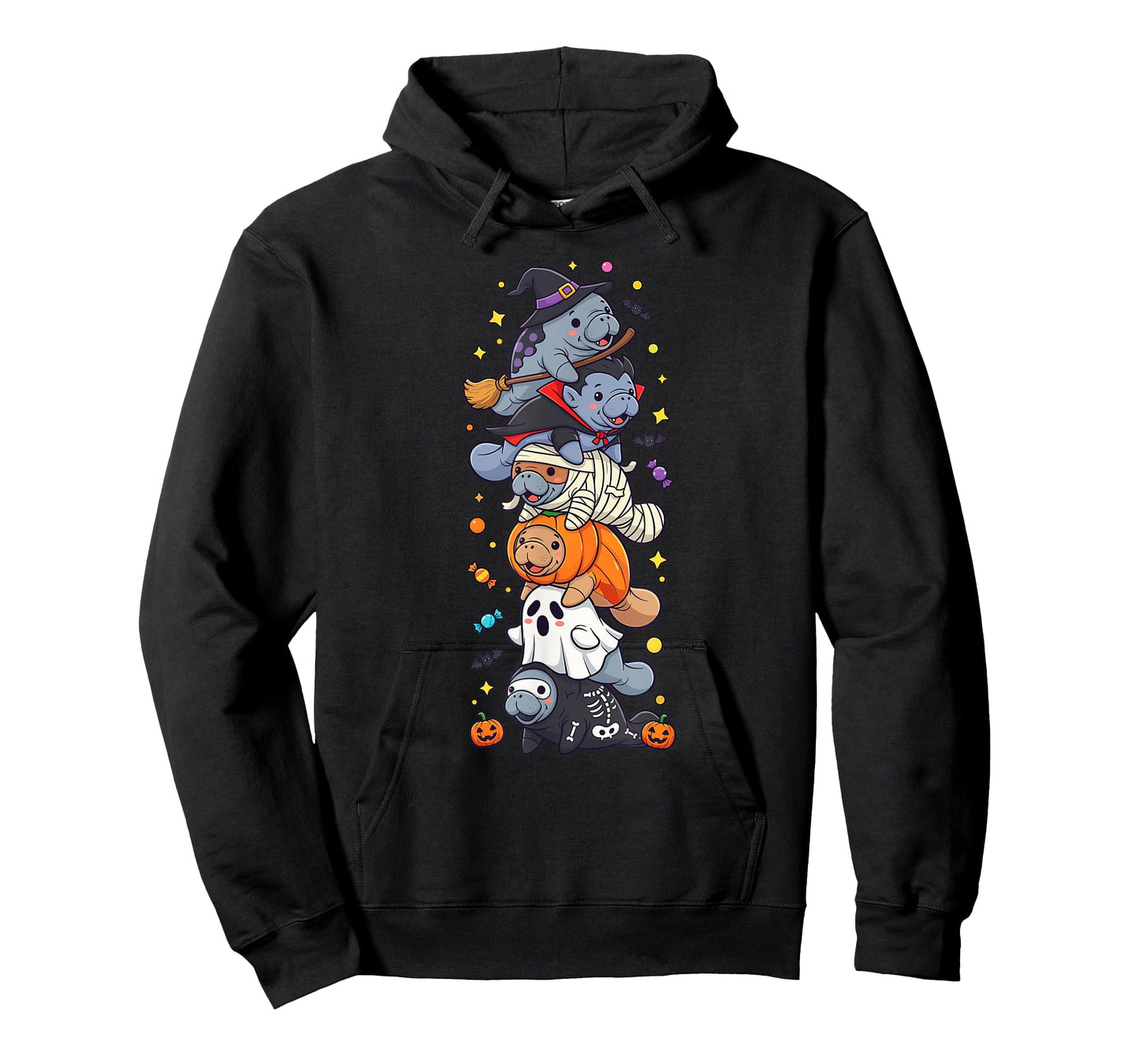 Funny Manatee Witch Vampire Ghost Halloween Kids Mens Womens T-Shirt