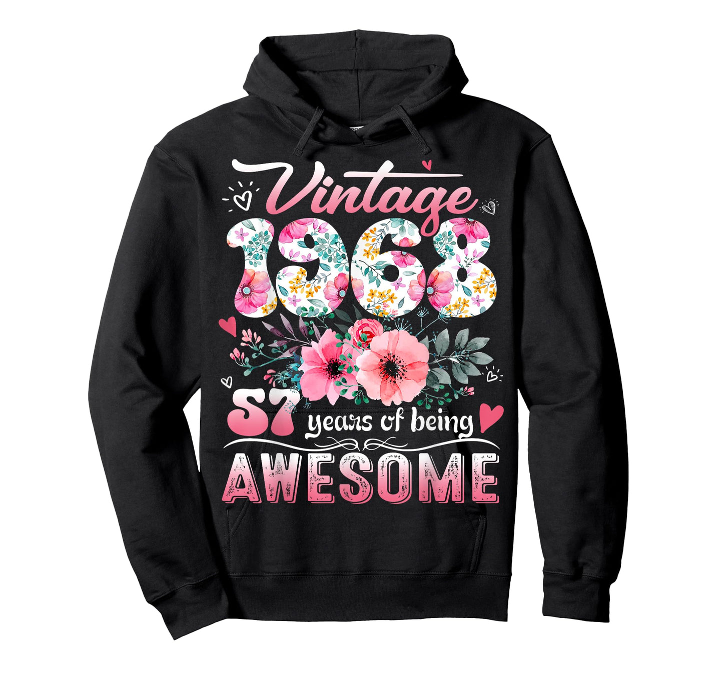 Vintage 1968 Floral 57 Years Old 57th Birthday Party Costume T-Shirt