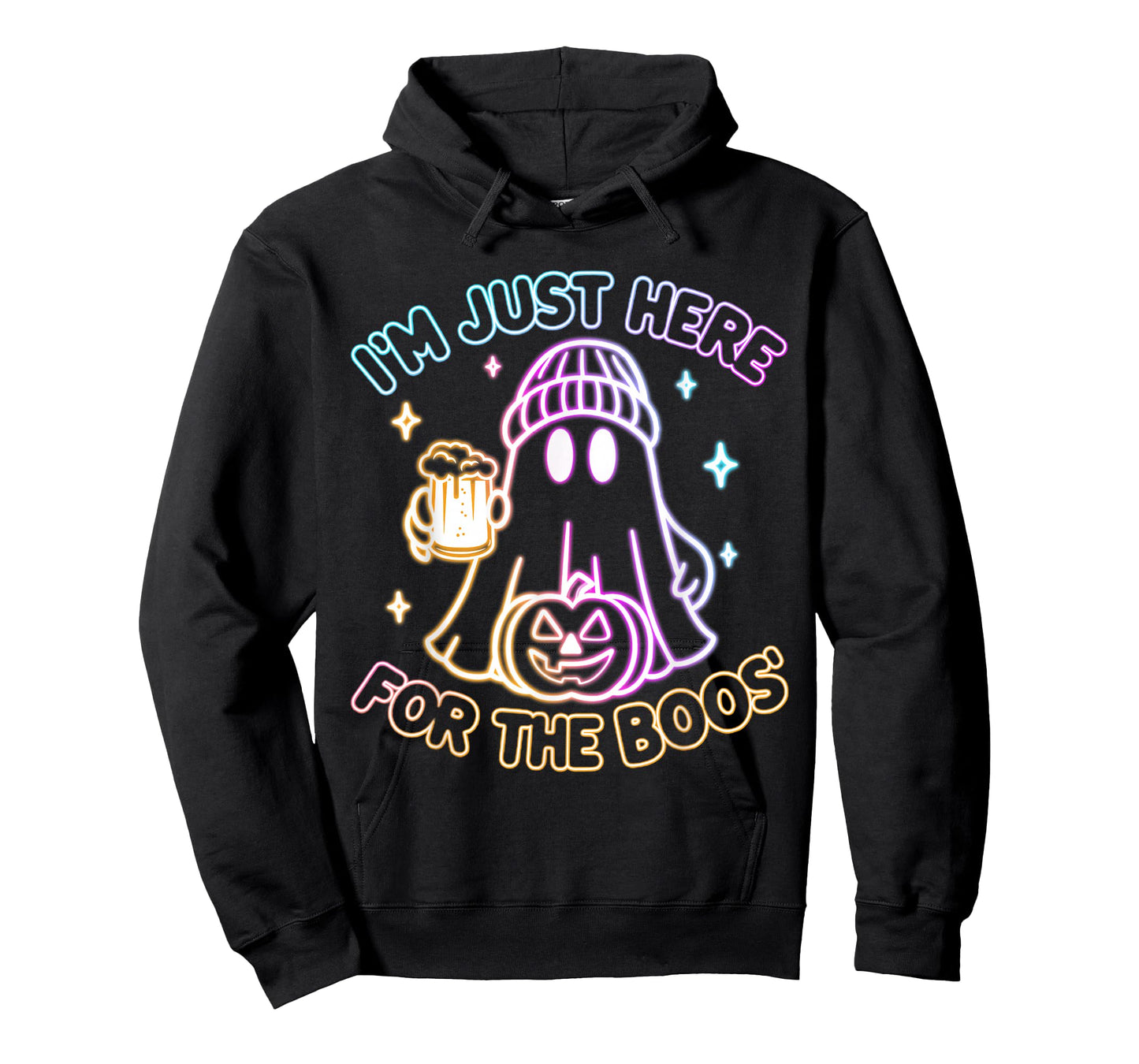Groovy I'm Just Here For The Boos Halloween Glowing Graphic T-Shirt