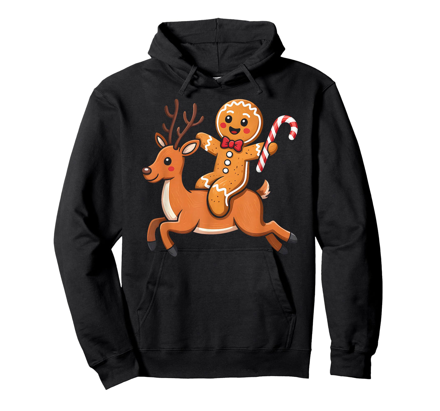Gingerbread Riding Reindeer Christmas Boys Kids Xmas Pajamas T-Shirt