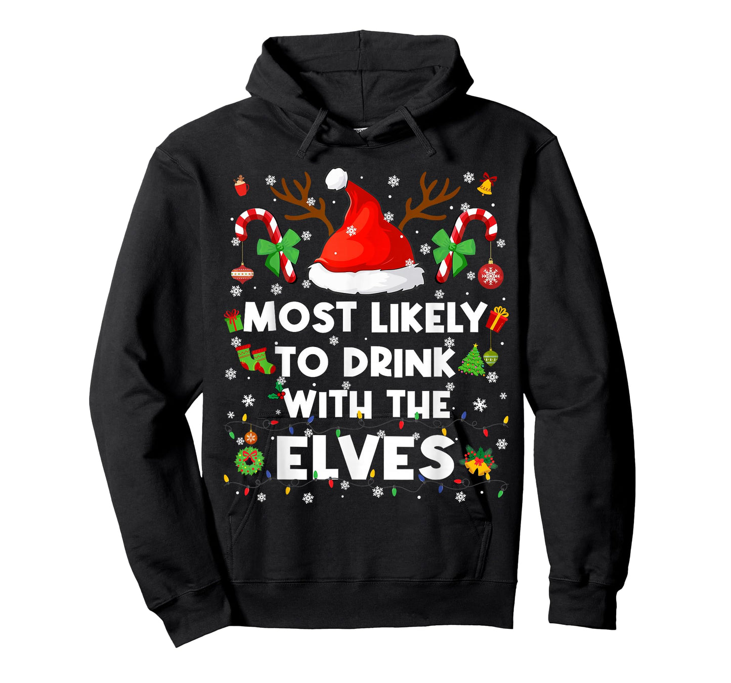 Most Likely to Drink with The Elves Christmas Men Women T-Shirt