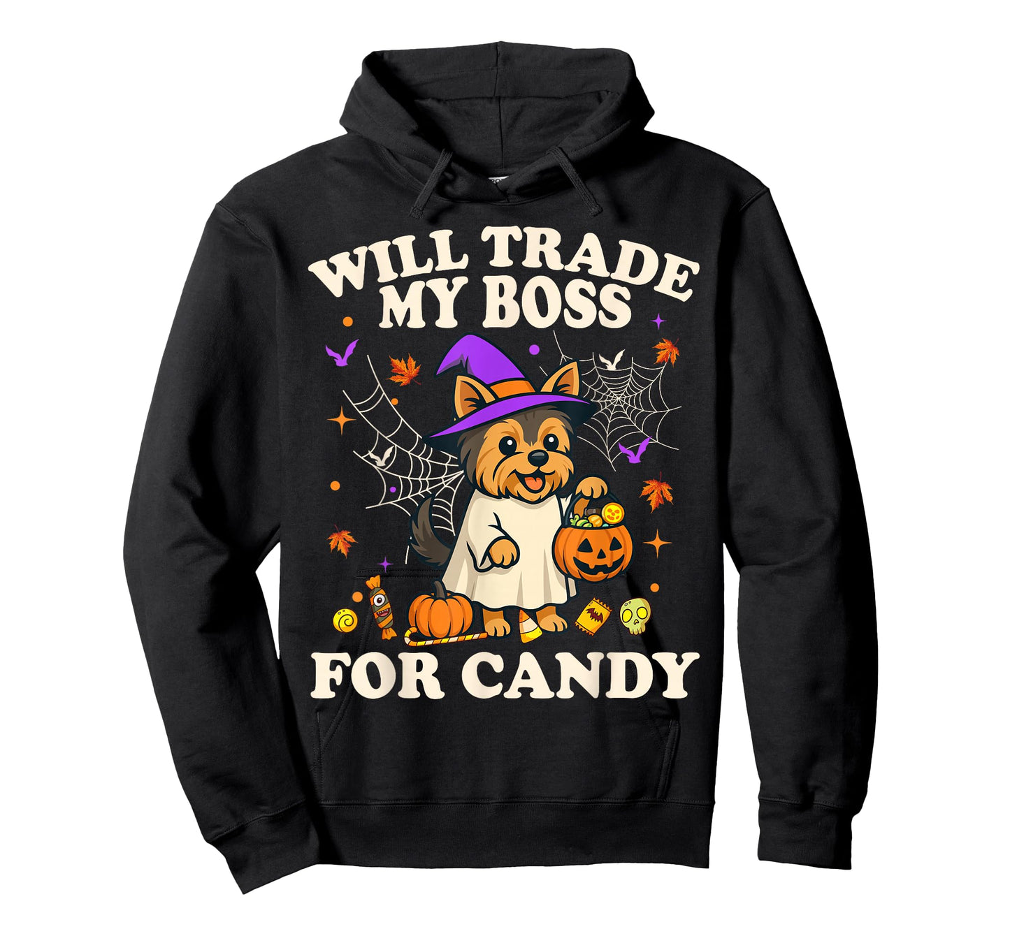 Funny Halloween Yorkshire Terrier Dog Candy Trick or Treat T-Shirt