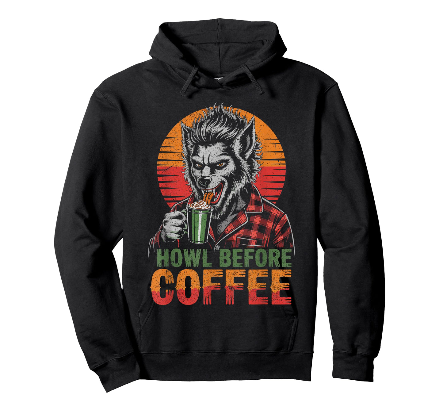 Werewolf Drinking Coffee with Sunset Scary Halloween T-Shirt