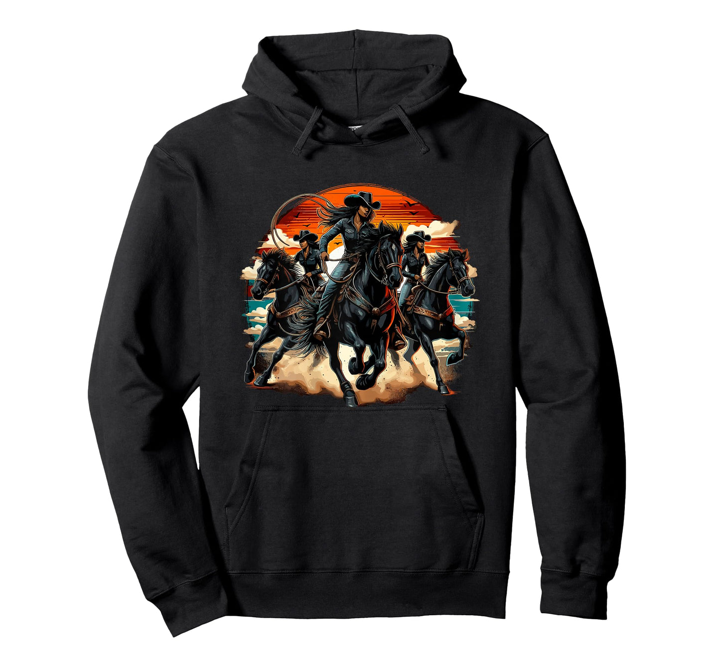 Rodeo Black Cowgirl Horse Riding Texas T-Shirt