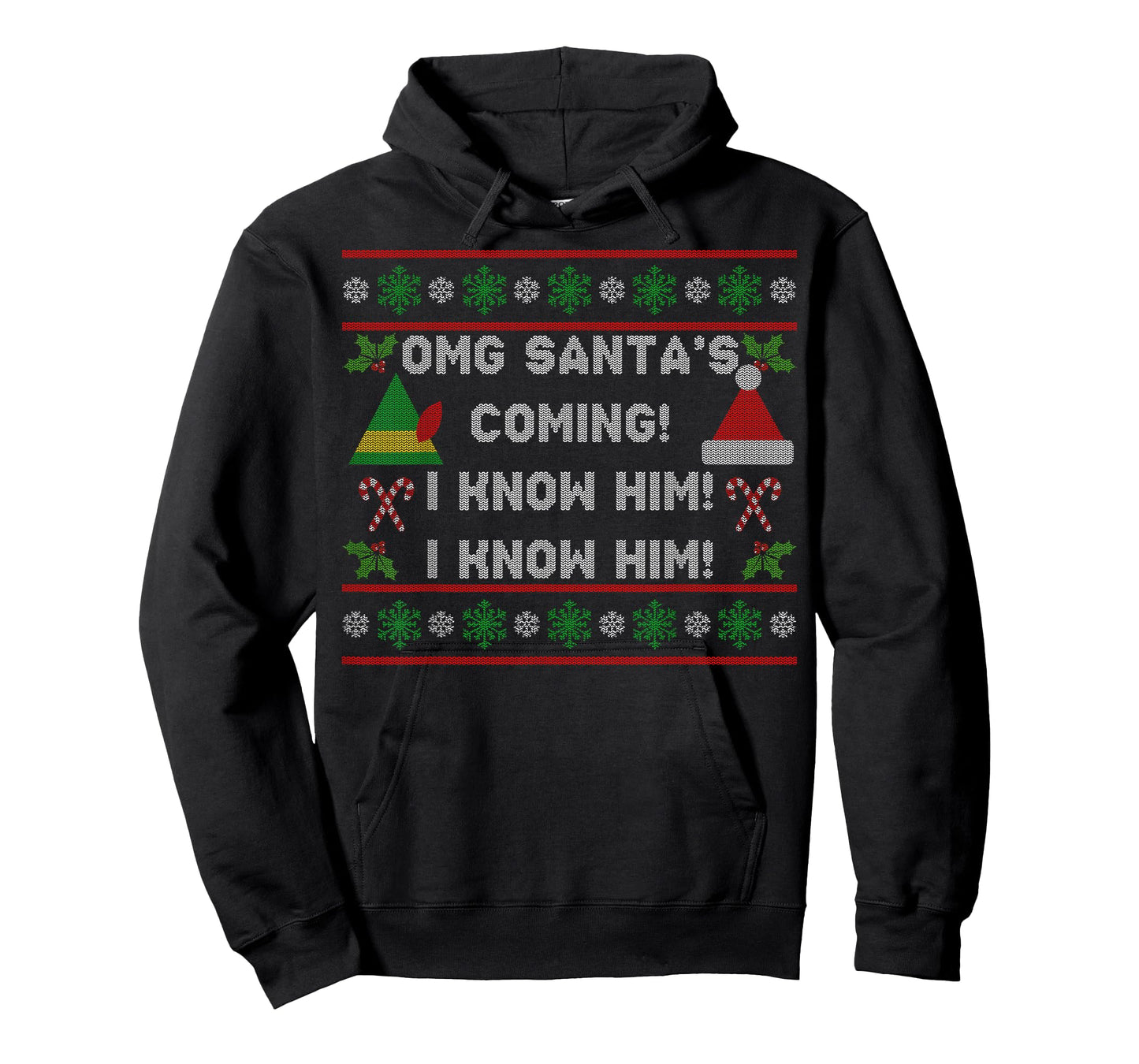 Santa's Coming! I Know Him! Ugly Christmas Sweater Funny Elf T-Shirt