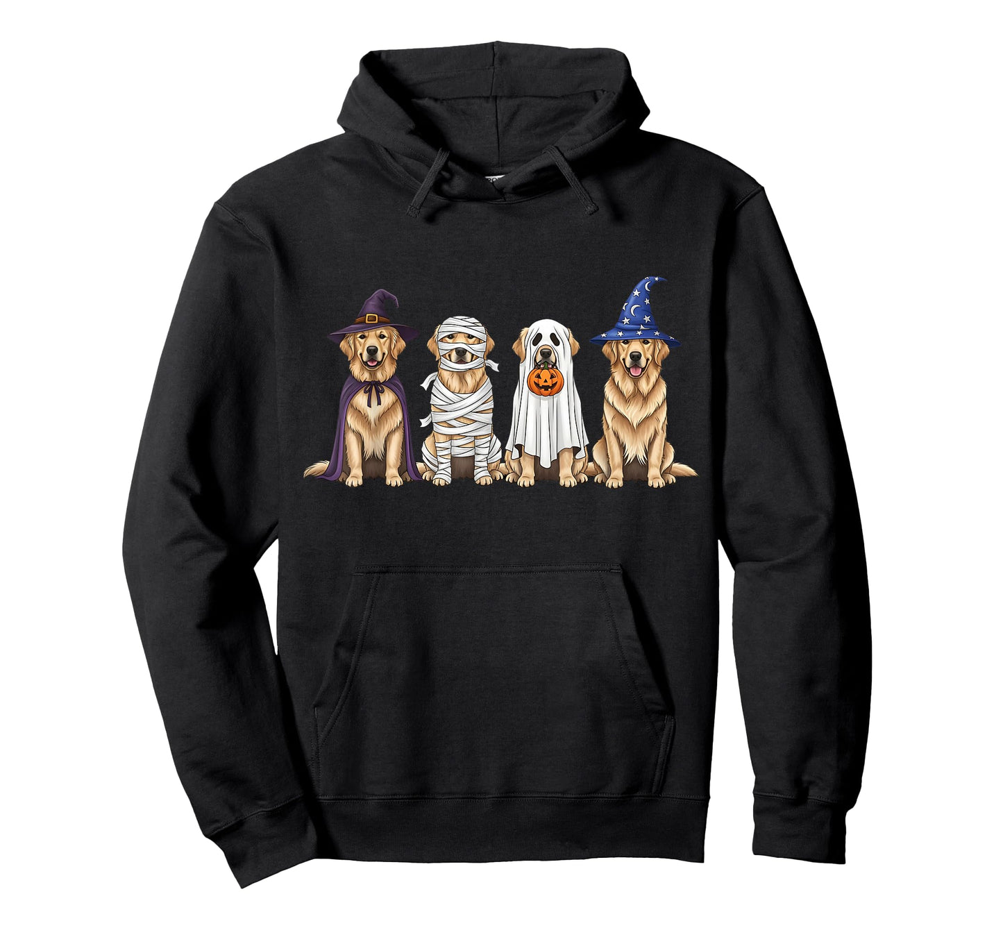 Golden Retriever Dog Witch Mummy Ghost Boo Costume Halloween T-Shirt