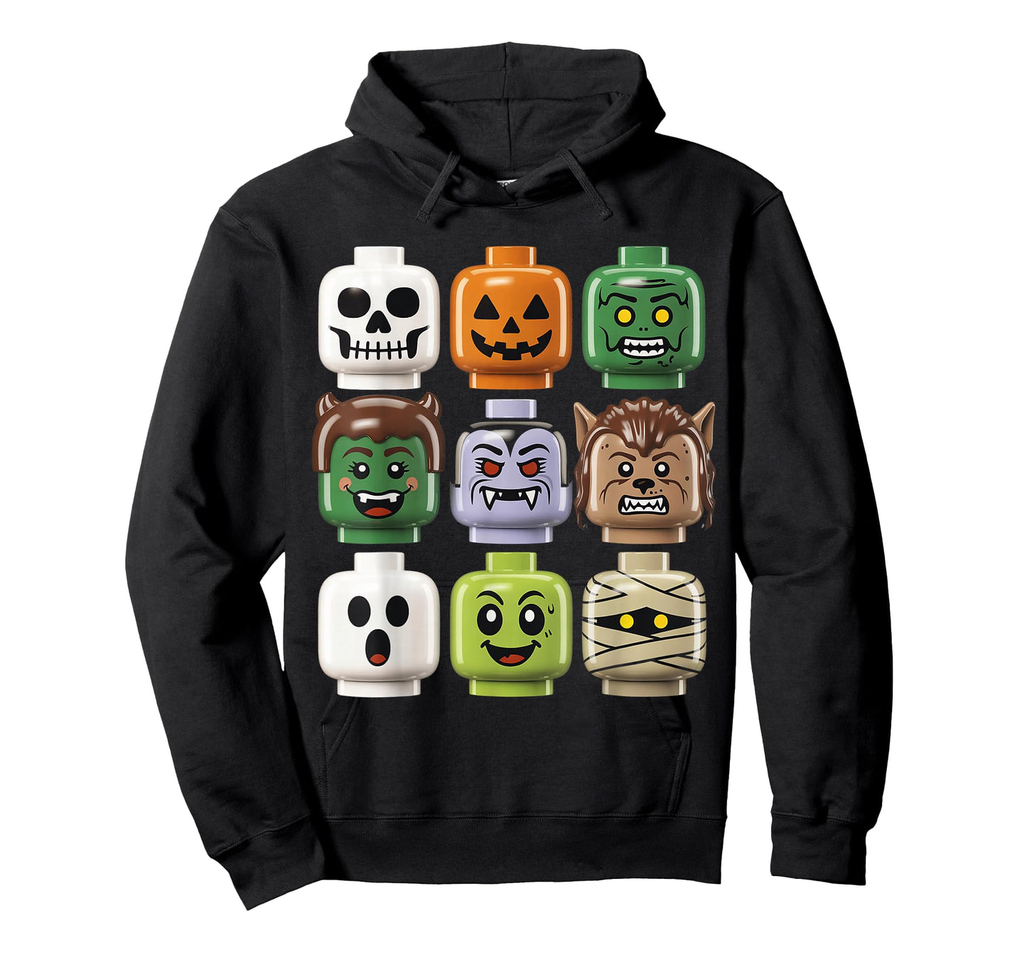 Halloween Building Brick Head Pumpkin Ghost Zombie T-Shirt