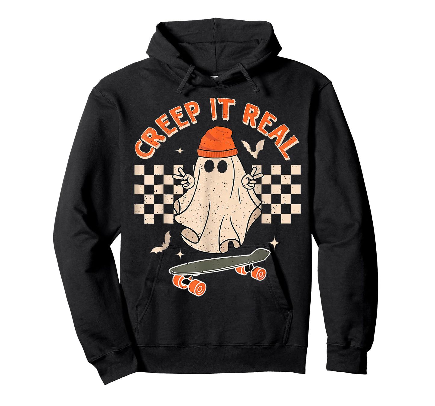 Creep It Real Skateboarding Ghost Retro Halloween Costume T-Shirt