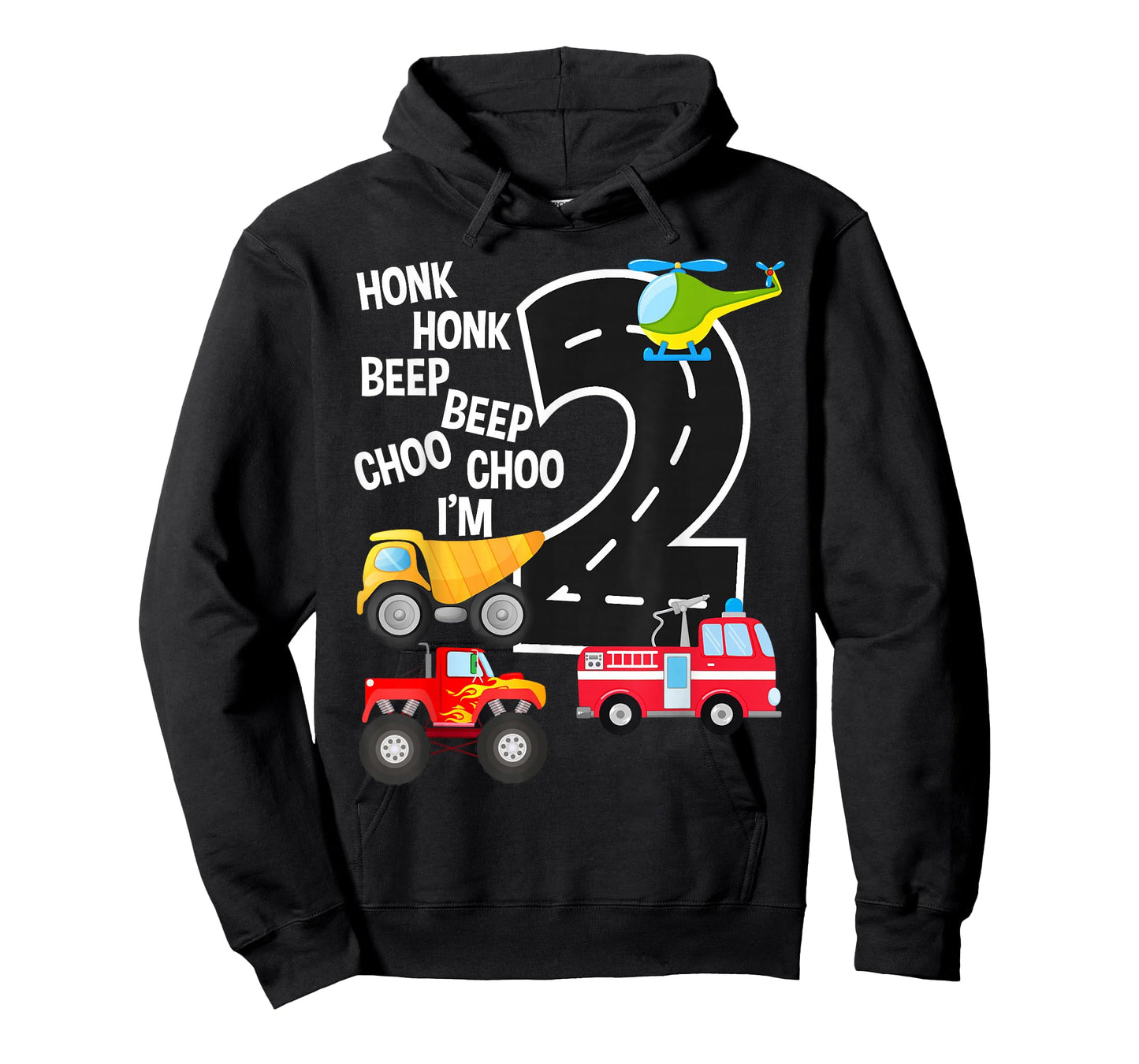 Kids Trucks 2nd Birthday Party Toddler I'm 2 Year Old Bday T-Shirt