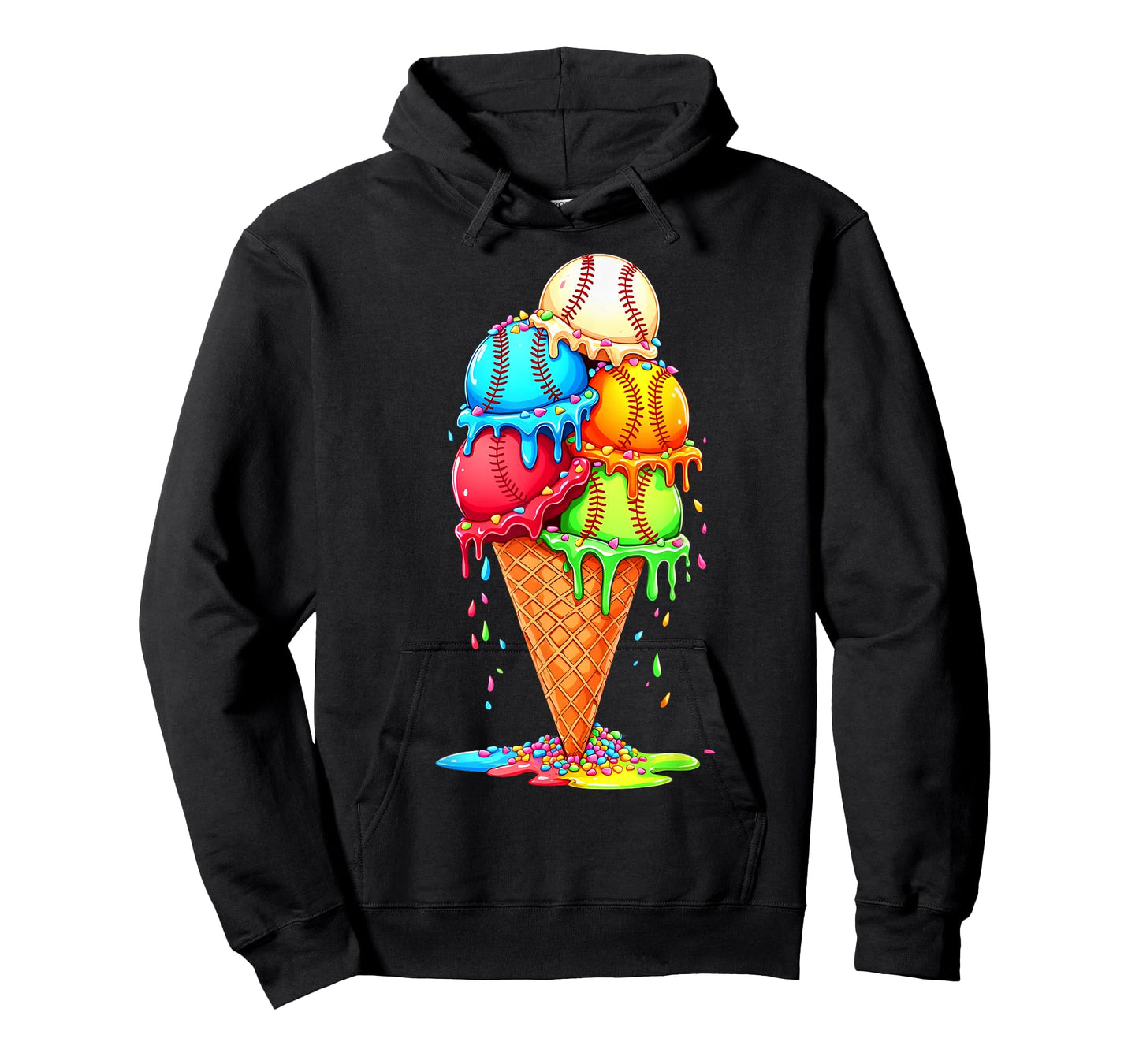 Baseball Drip Boys Girls Ice Cream Drip Sprinkles Summer T-Shirt