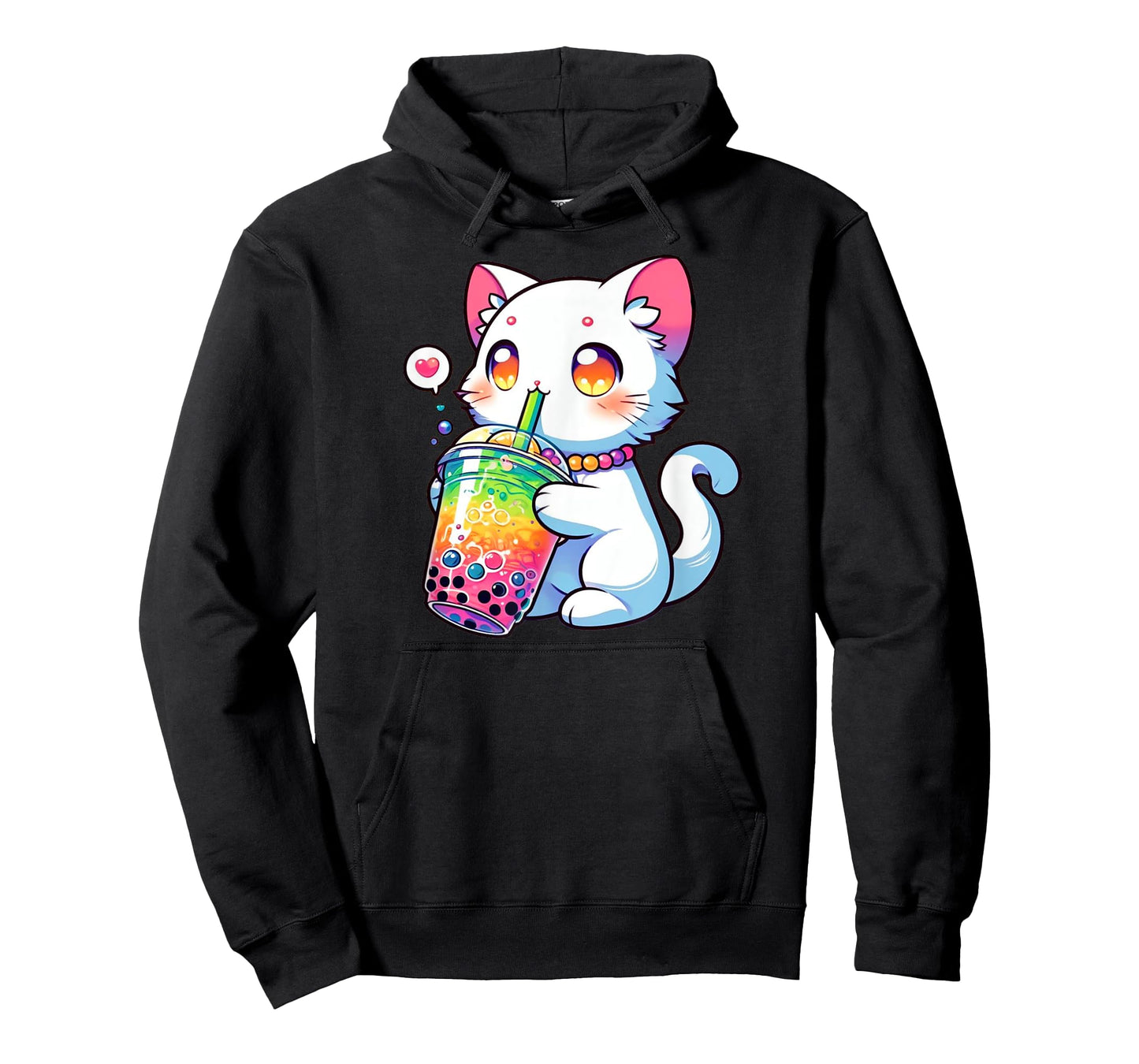 Cute Cat Boba Bubble Tea Rainbow Anime Kawaii Neko Fun T-Shirt