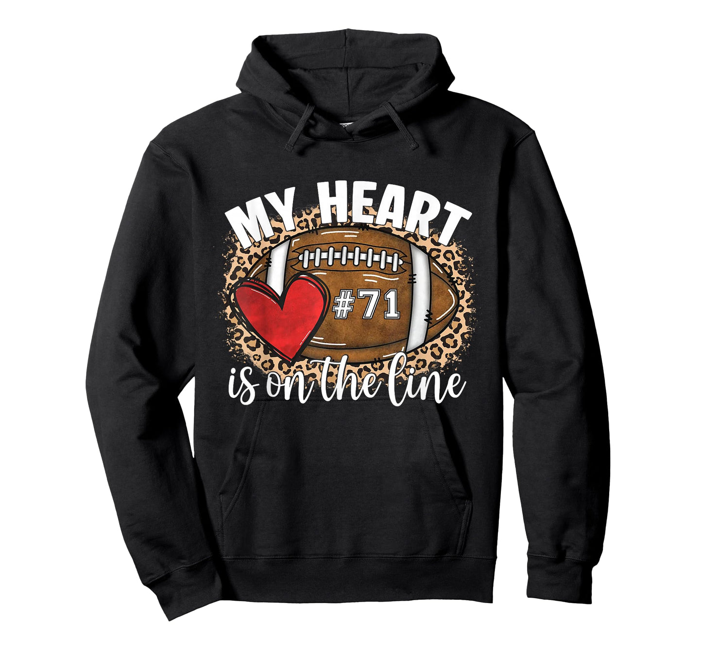 My Heart is On The Line Jersey Night Number 71 Football Mom T-Shirt