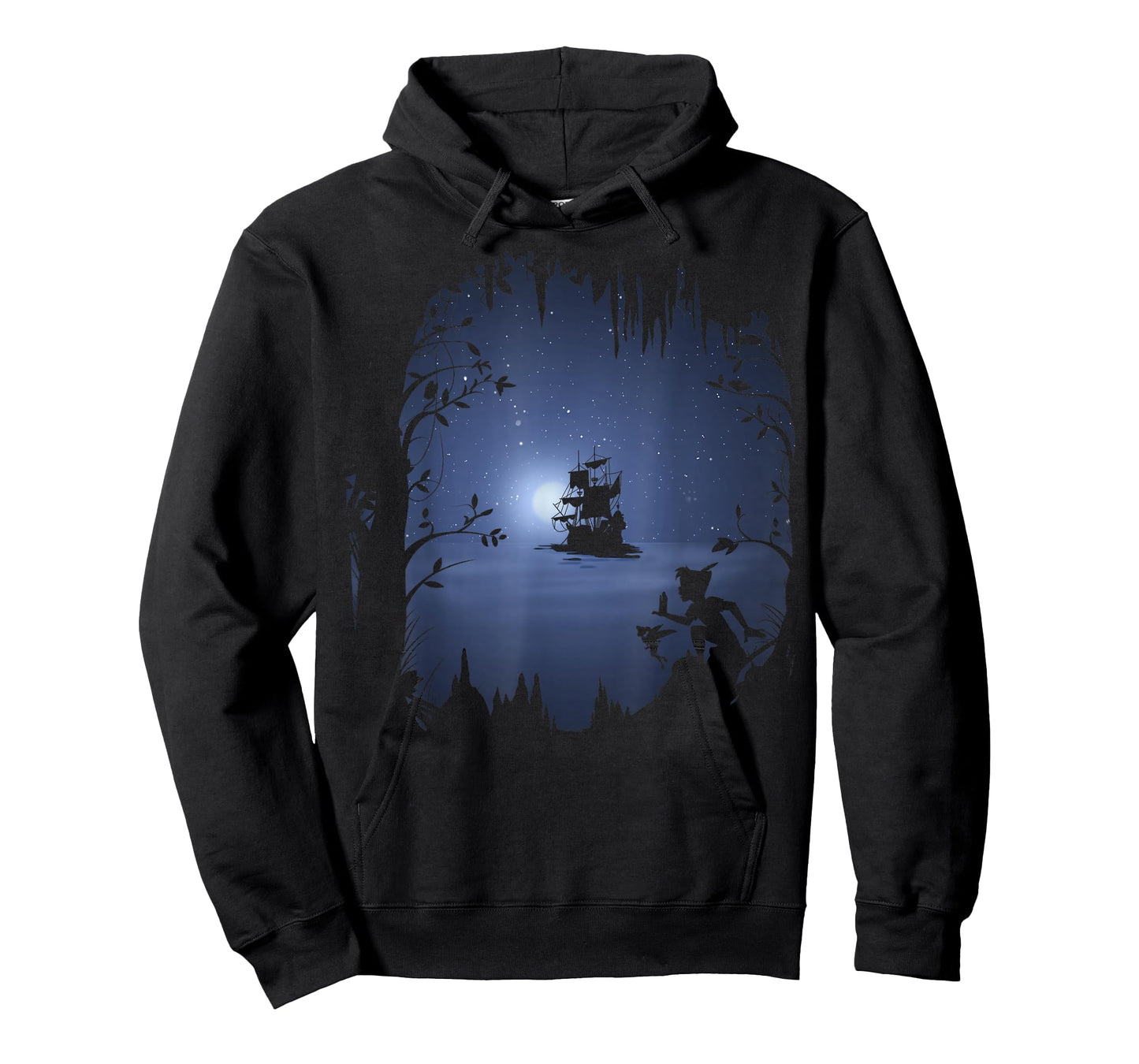 Disney Peter Pan Moonlit Pirate Ship Silhouette T-Shirt T-Shirt Small