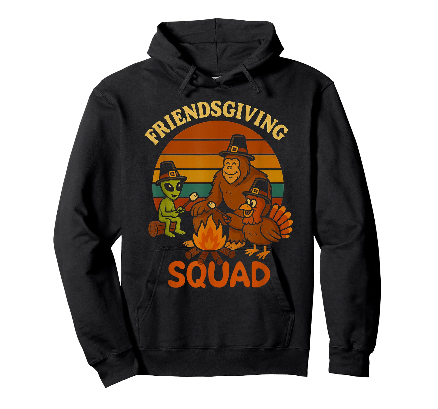 Bigfoot Alien Turkey Thanksgiving Friendsgiving Squad UFO T-Shirt
