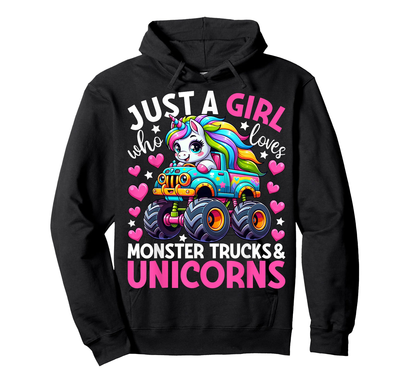 Just a Girl Who Loves Monster Trucks and Unicorns Girls T-Shirt