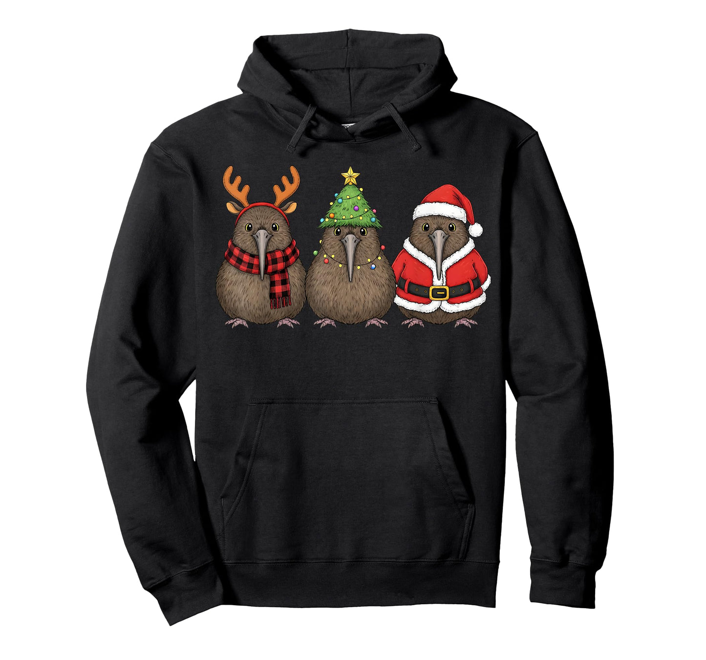 Retro Christmas Kiwi Bird Santa Reindeer T-Shirt