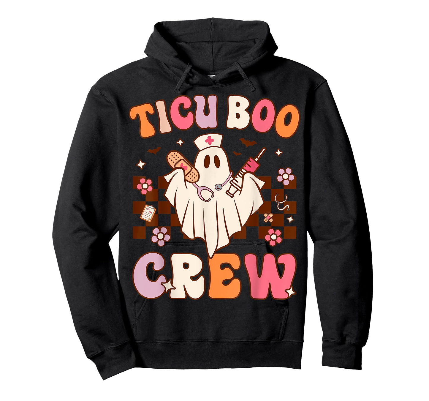 Boo Crew Funny Nursing Ghost Women TICU Nurse Halloween T-Shirt