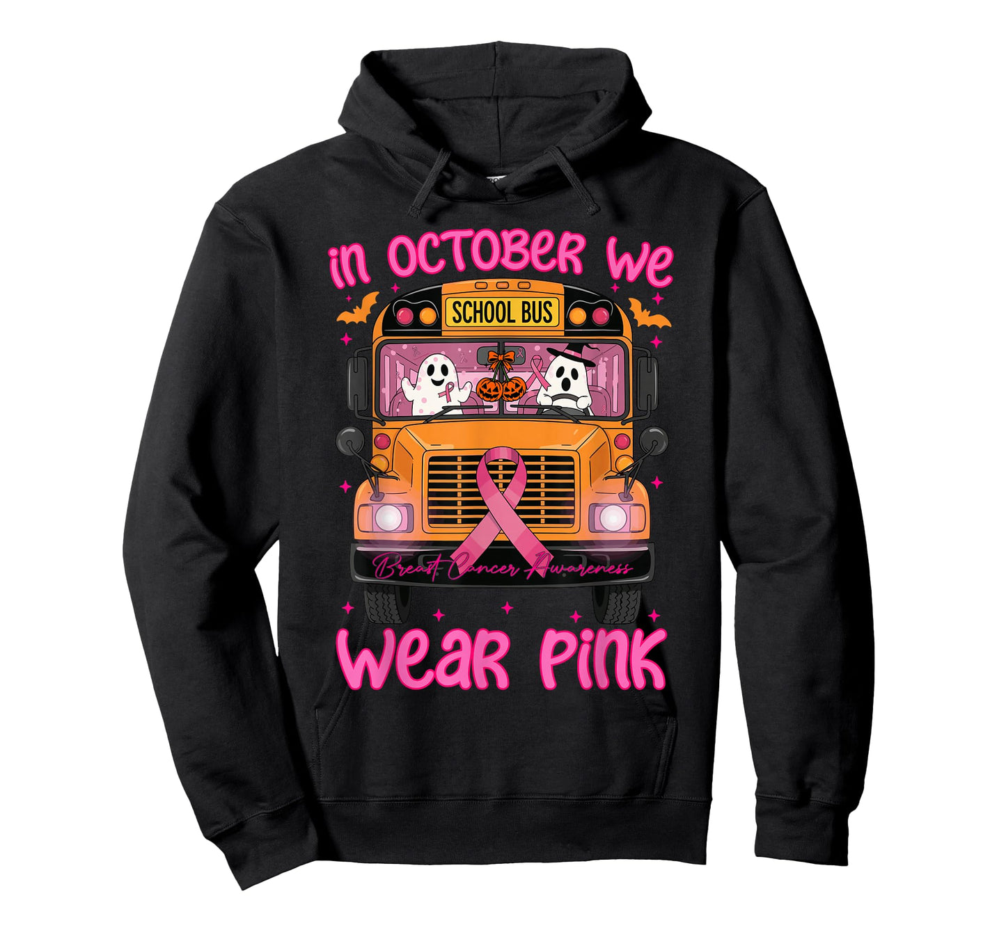 in October We Wear Pink School Bus Driver Breast Cancer T-Shirt