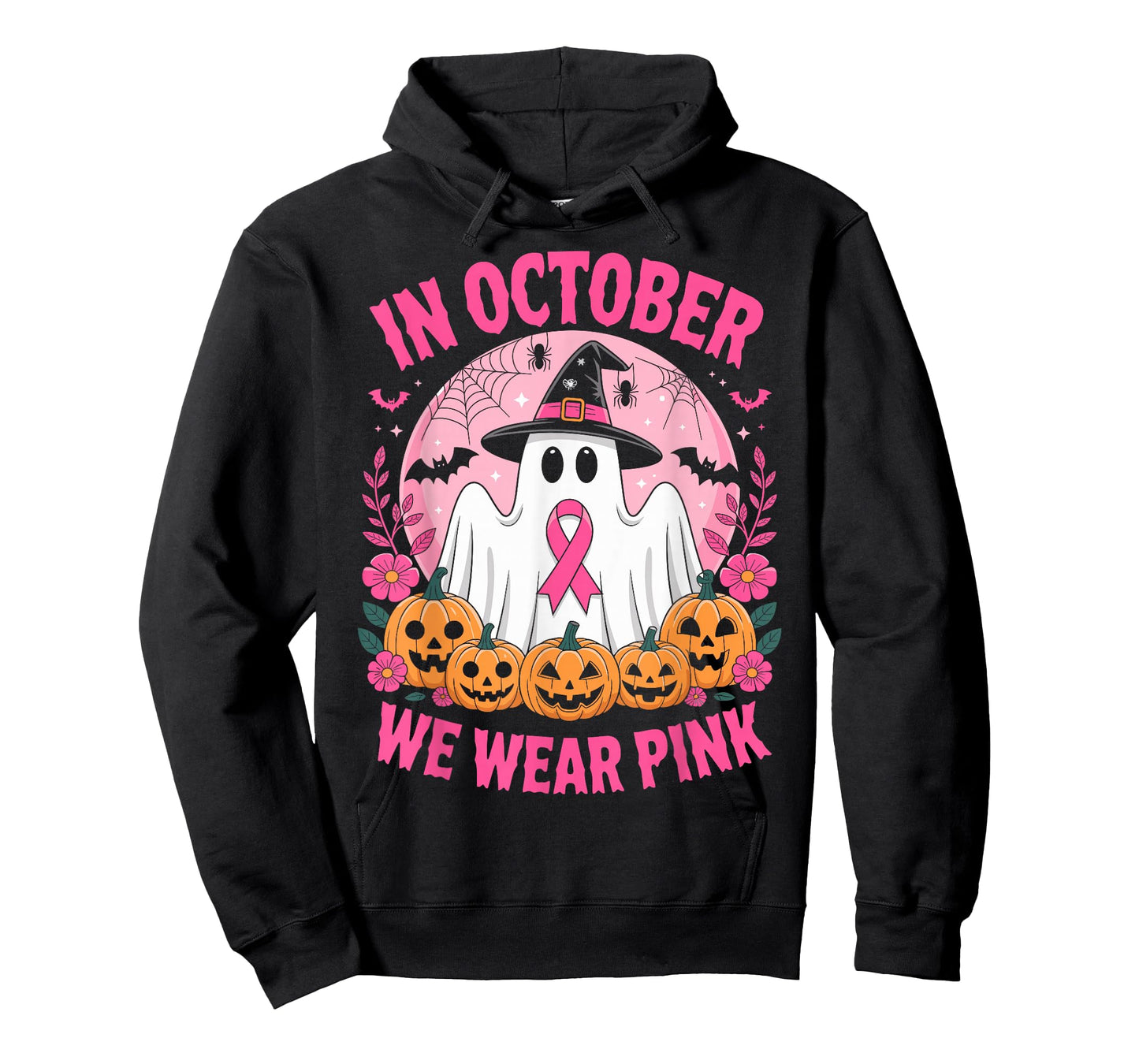 in October We Wear Pink Breast Cancer Awareness Halloween T-Shirt