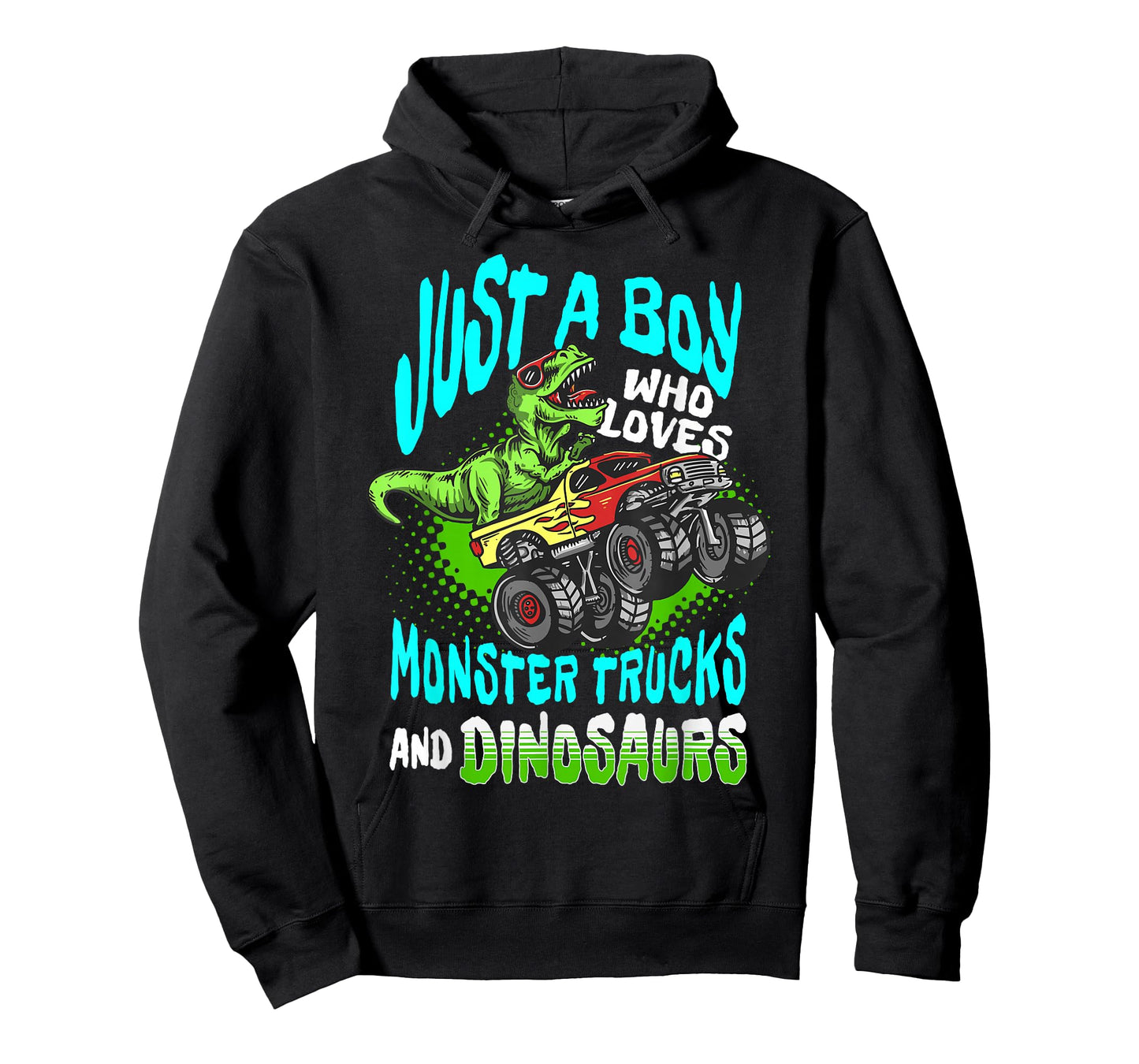 Dino Lover Just a Boy Who Loves Monster Trucks and Dinosaurs T-Shirt