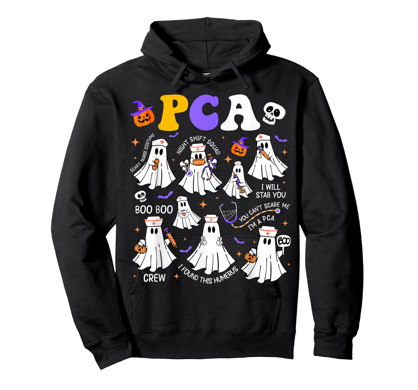 Spooky PCA Ghost Halloween Cute Groovy Nursing Halloween T-Shirt