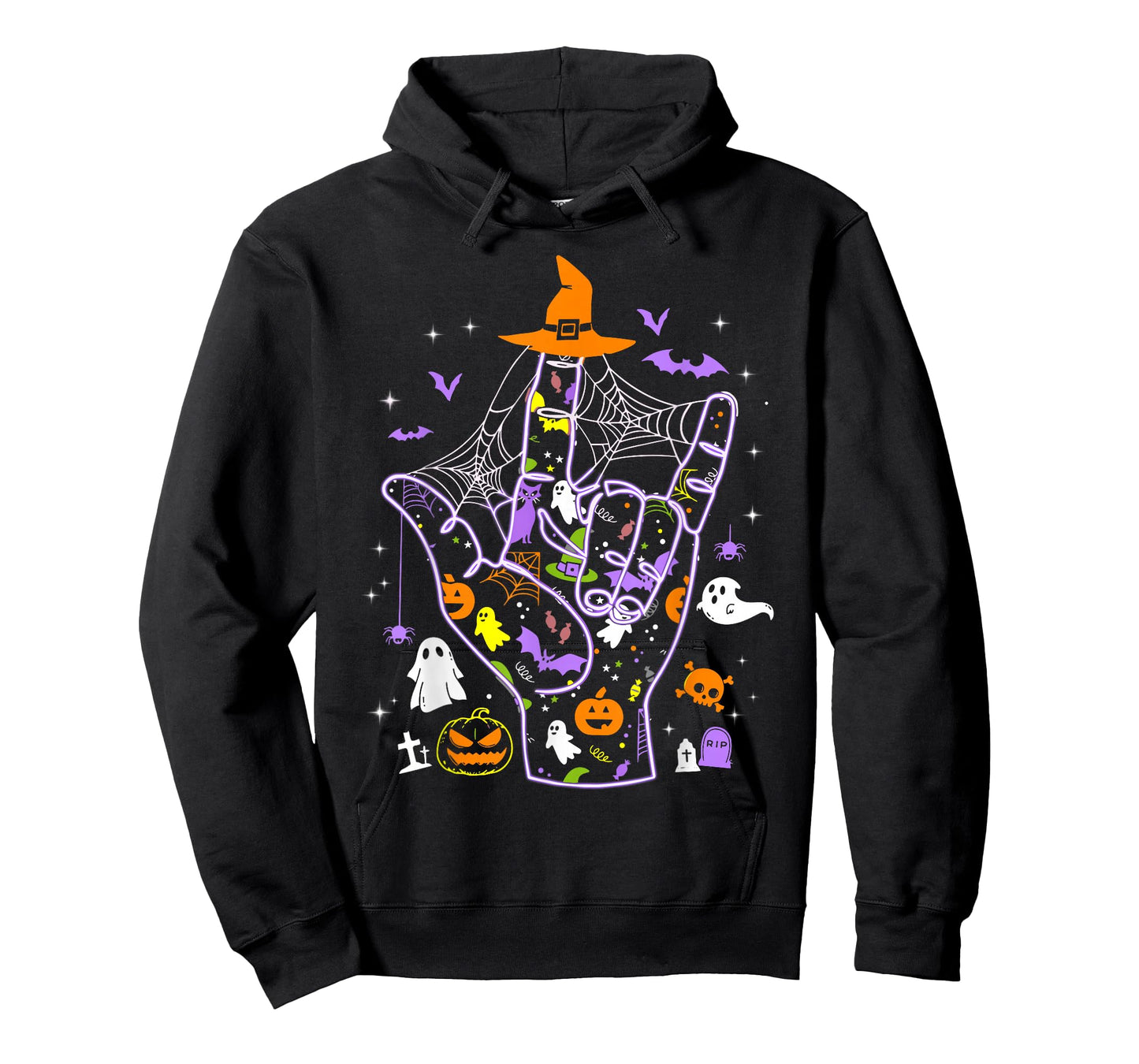 Retro Hands American Sign Language Boo Ghost ASL Halloween T-Shirt