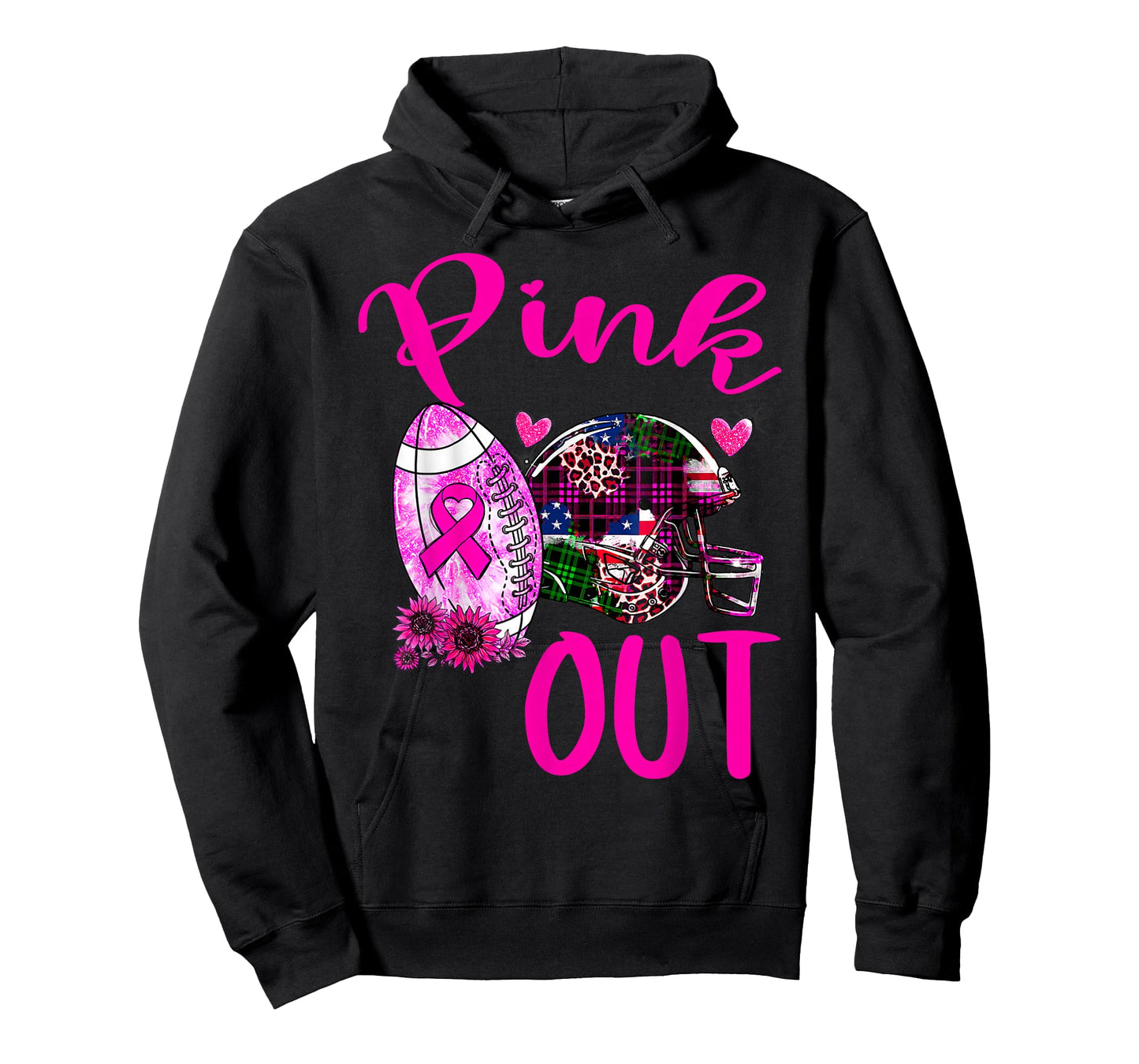 Pink Out Breast Cancer Awareness Bleached Football Mom Girls T-Shirt