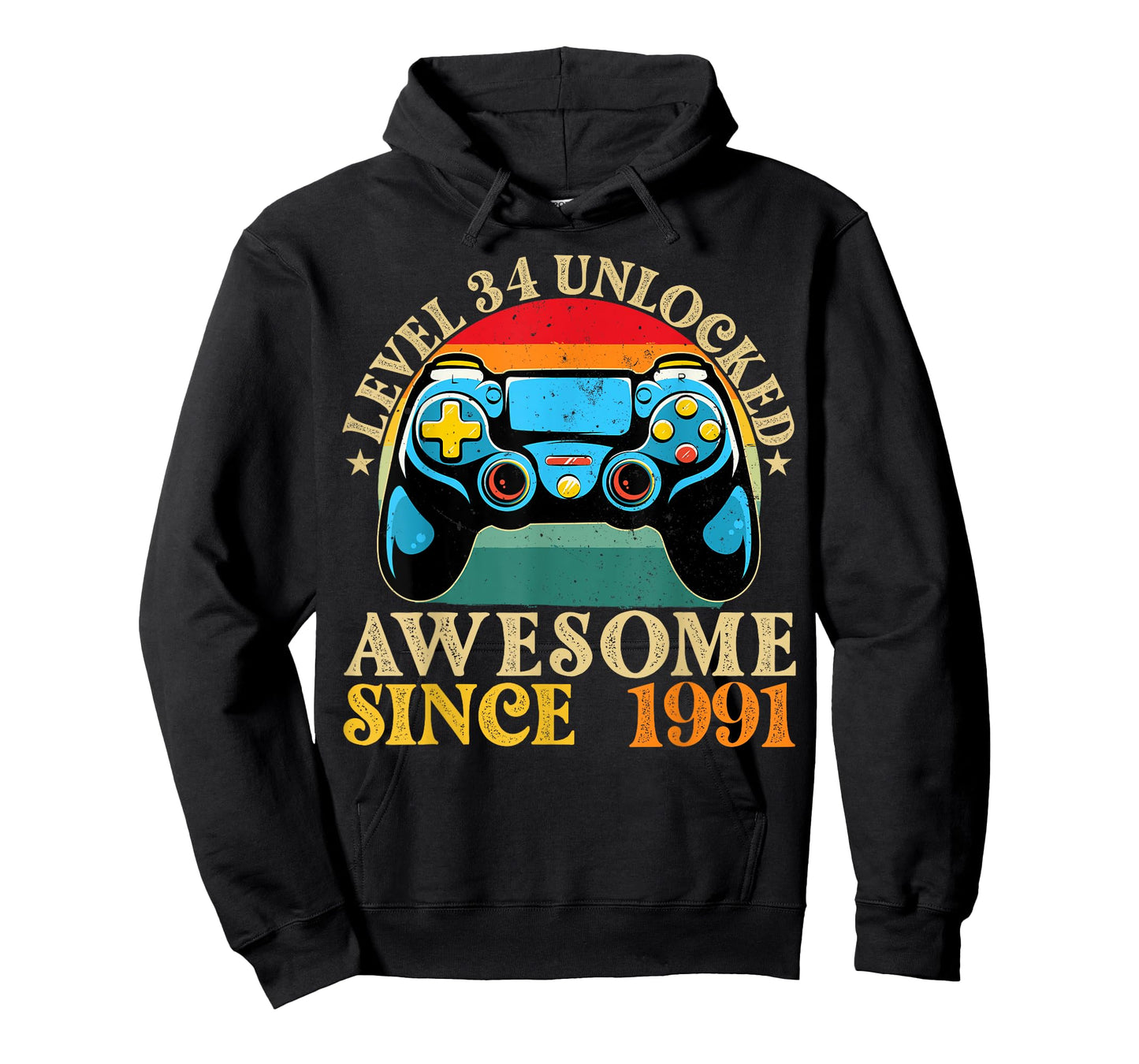 Level 34 Unlocked Awesome Since 1991 34th Birthday Gamer T-Shirt