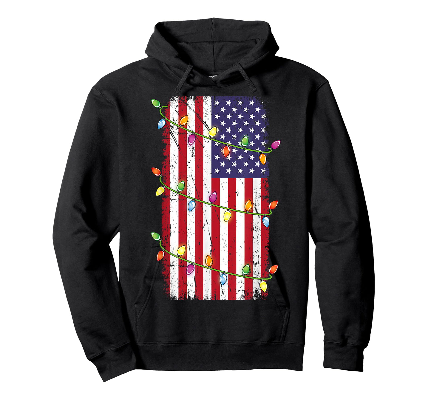 Christmas Lights USA Flag Shirt Patriotic Veteran Christmas T-Shirt