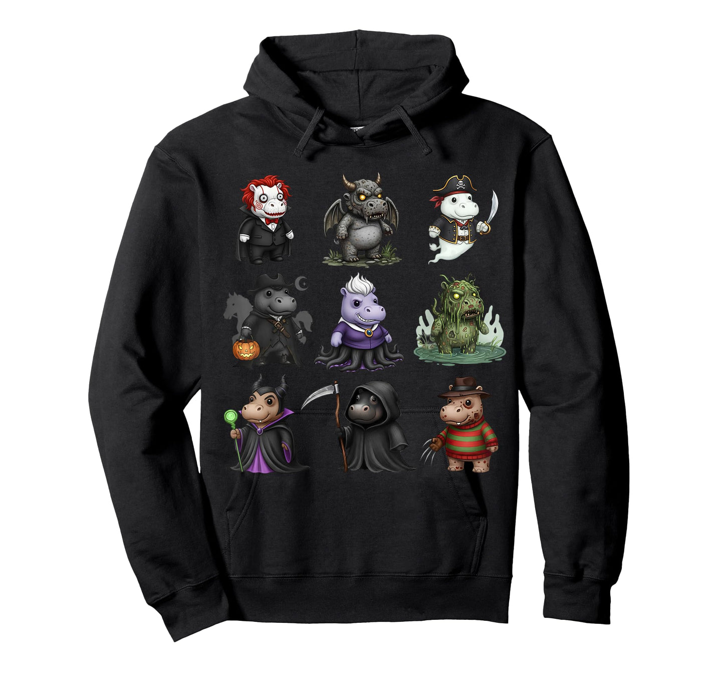 Cute Hippo Ghost Witch Zombie Halloween Costume T-Shirt