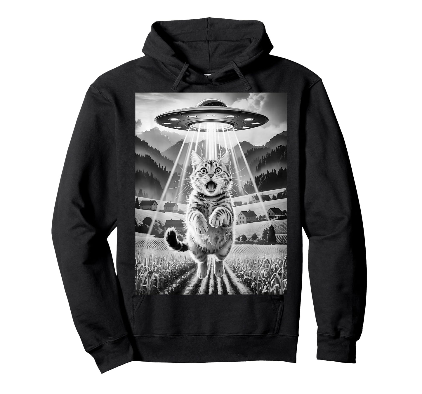 Cat UFO Alien Abduction Funny Graphic Tees Men Women Kids T-Shirt