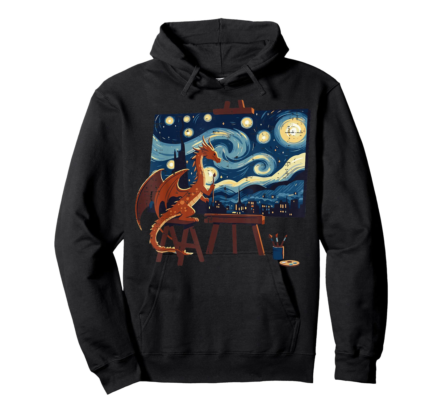 Dragon Painting Starry Night Funny Fantasy Art Men Women Kid T-Shirt