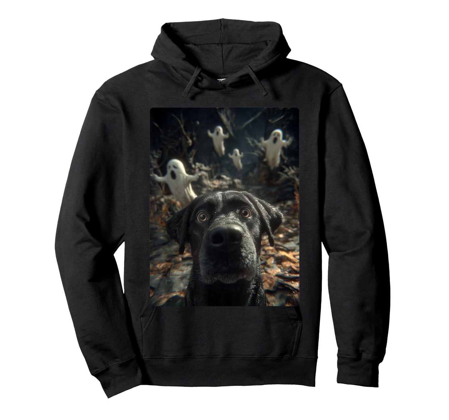 Labrador Selfie with Ghosts Haunted Forest Halloween Dog T-Shirt
