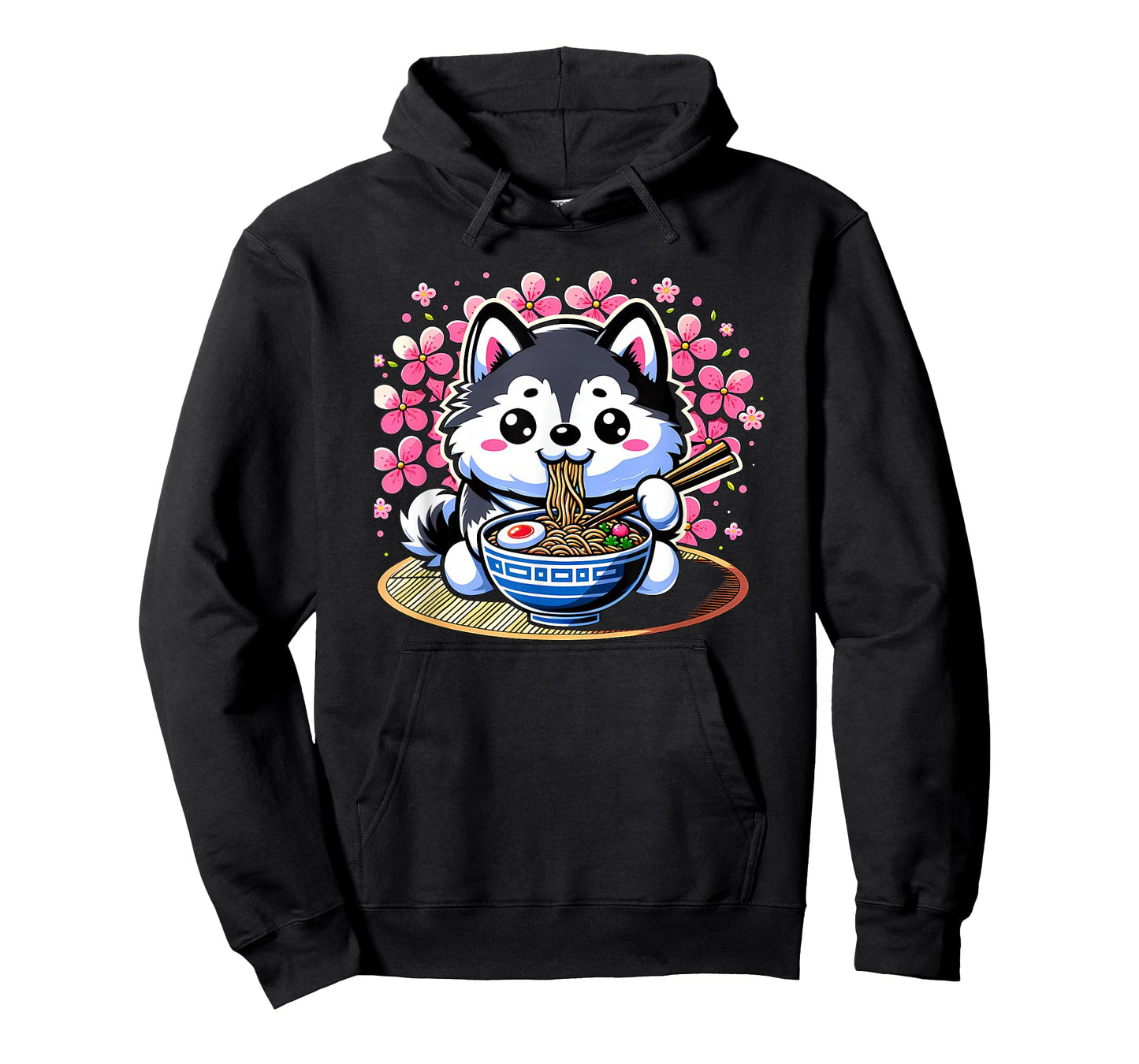 Kawaii Siberian Husky dog Eating Ramen T-Shirt