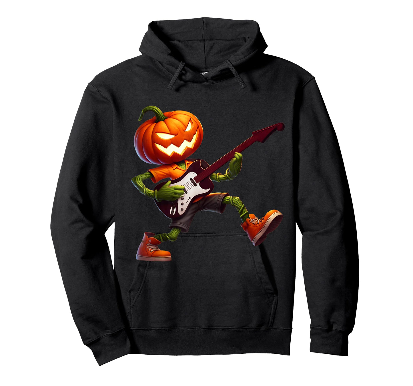 Pumpkin Face Playing Guitar Halloween Costume Boys Kids Men T-Shirt