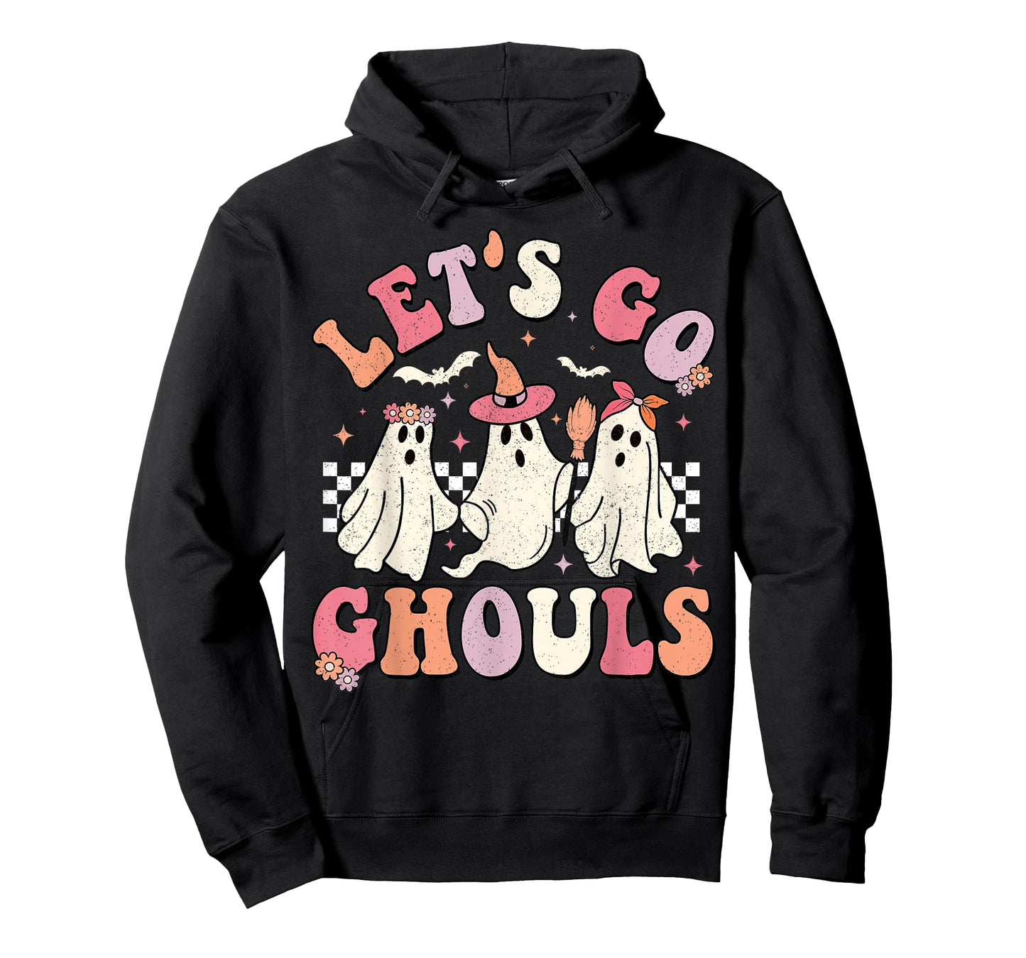 Let's Go Ghouls Halloween Ghost Outfit Costume Retro Groovy T-Shirt