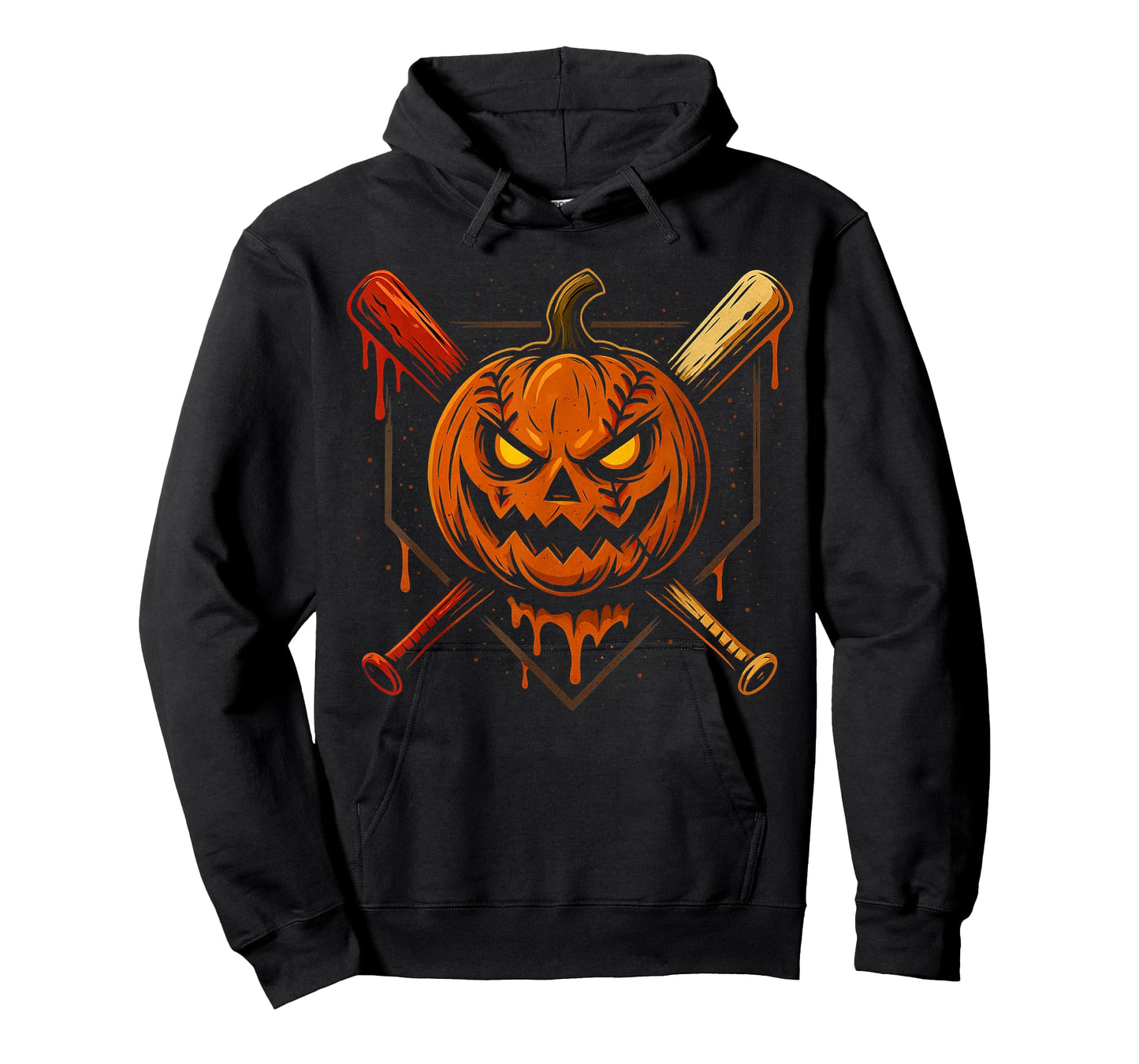 Pumpkin Halloween Baseball Ice Cream Drip Spooky Boys Youth T-Shirt