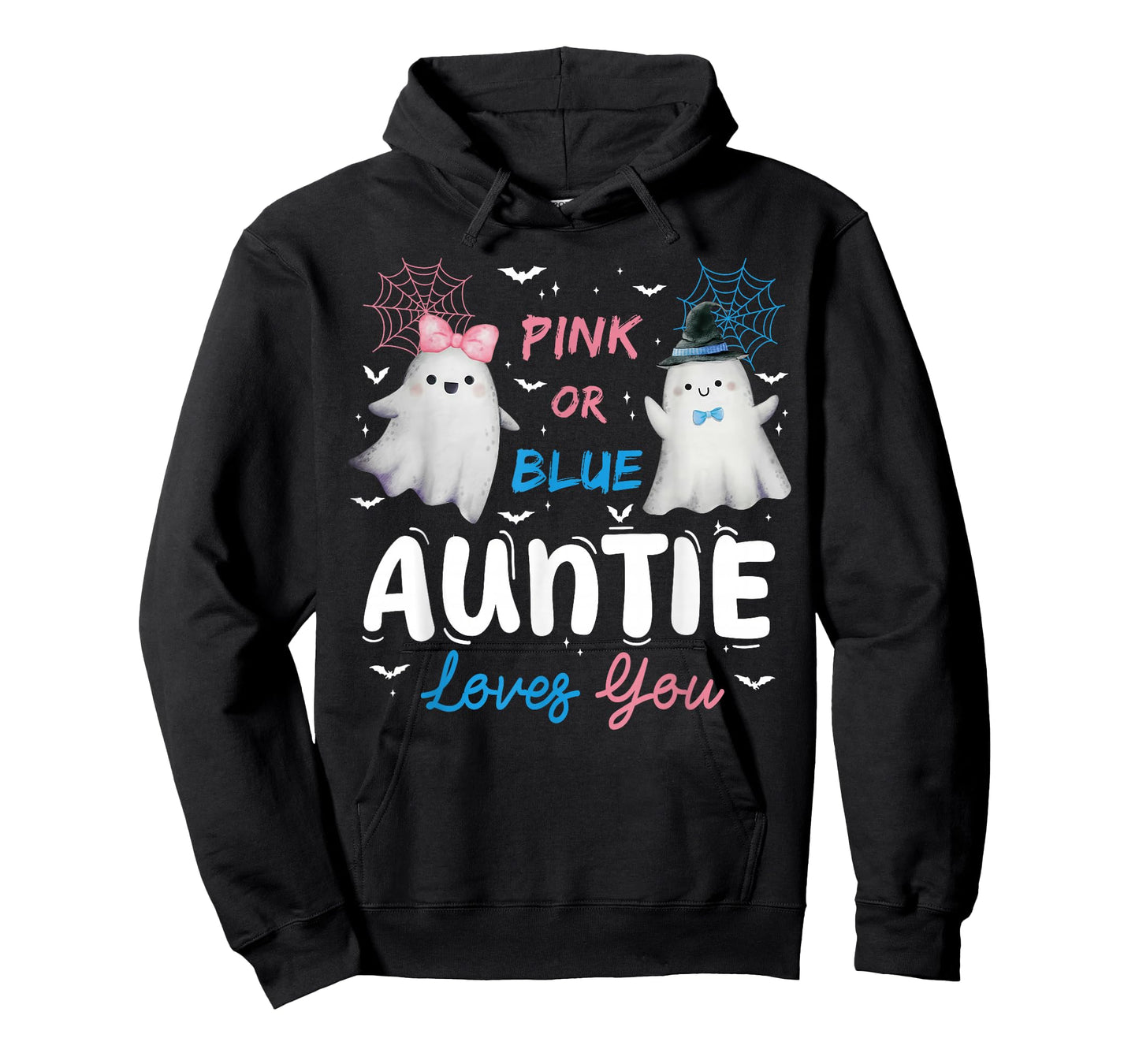 Pink or Blue Auntie Loves You Halloween Ghost Gender Reveal T-Shirt