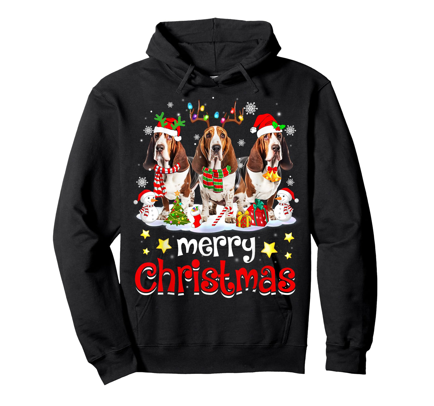Basset Hound Christmas with Decorations Xmas T-Shirt