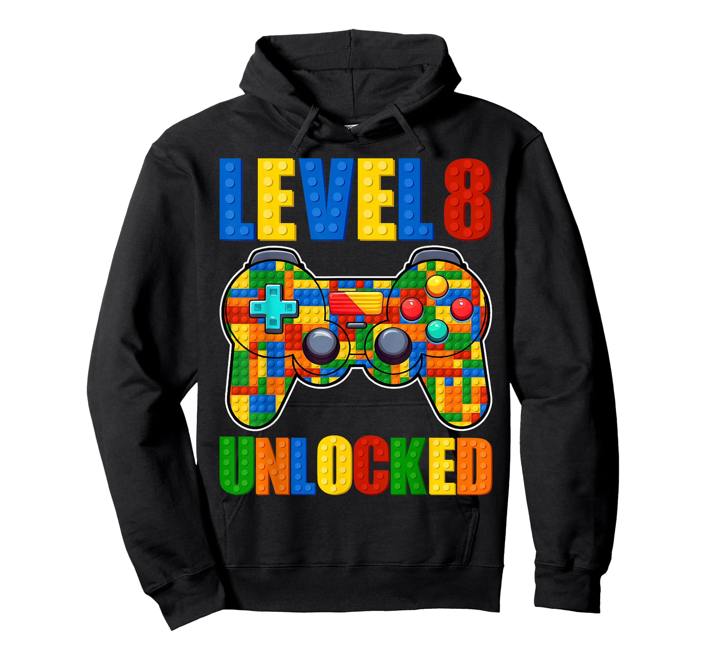 Level 8 Unlocked Building Blocks 8th Birthday Video Game Boy T-Shirt