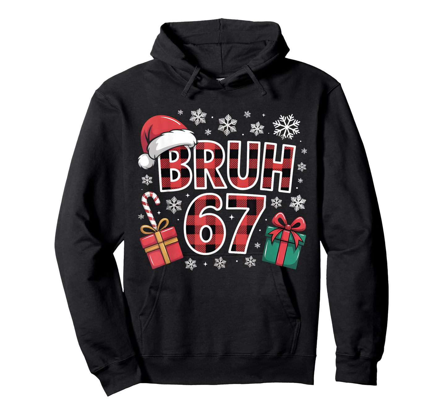 Funny Bruh 67 Buffalo Plaid Christmas Six Seven Meme Teens T-Shirt