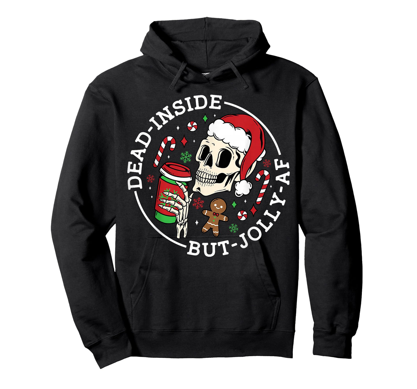 Dead Inside But Jolly AF Christmas Skeleton Santa Pajama T-Shirt