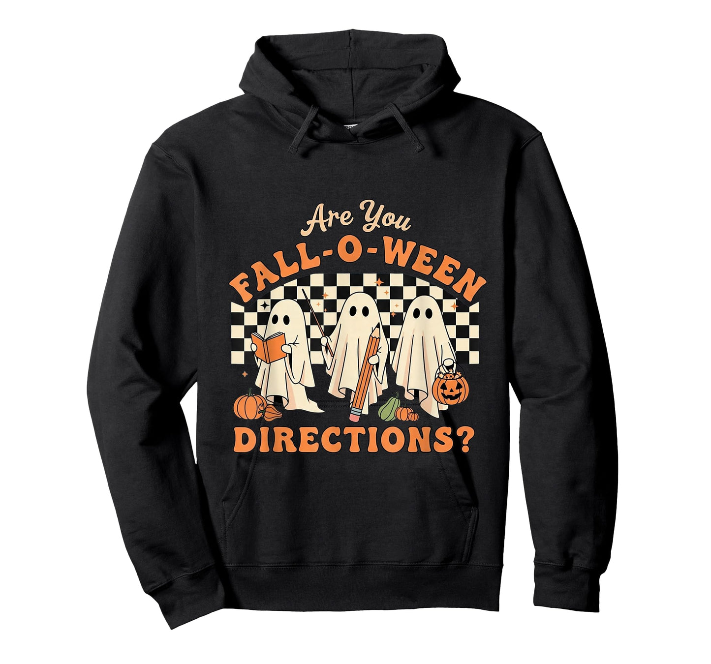 Retro are You Fall O Ween Directions Teacher Halloween Ghost T-Shirt