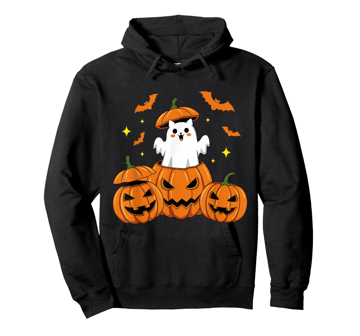 Cute Cat Pumpkin Funny Halloween Ghost Design T-Shirt
