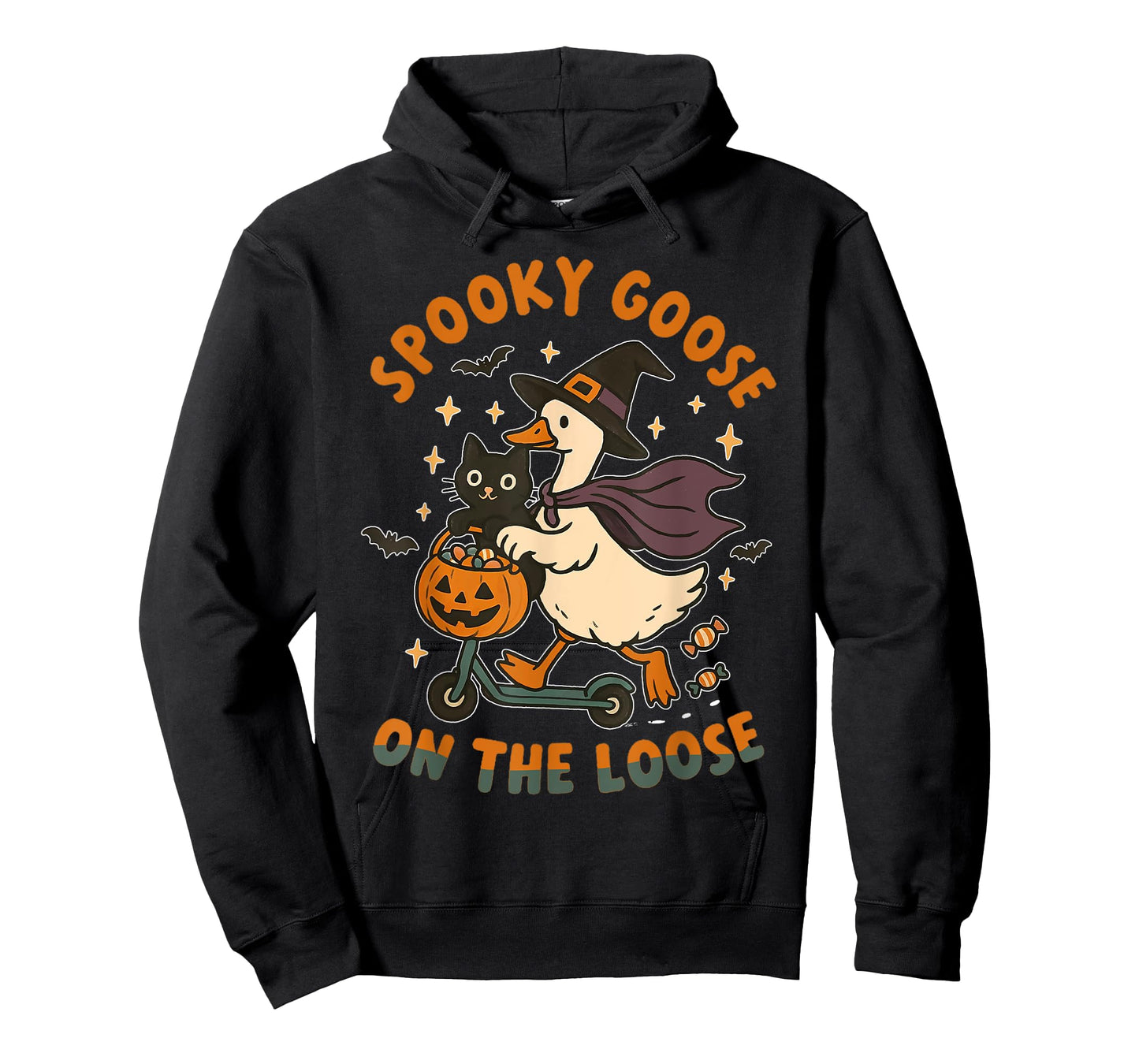Spooky Goose On The Loose Witch Silly Goose Animal Halloween T-Shirt