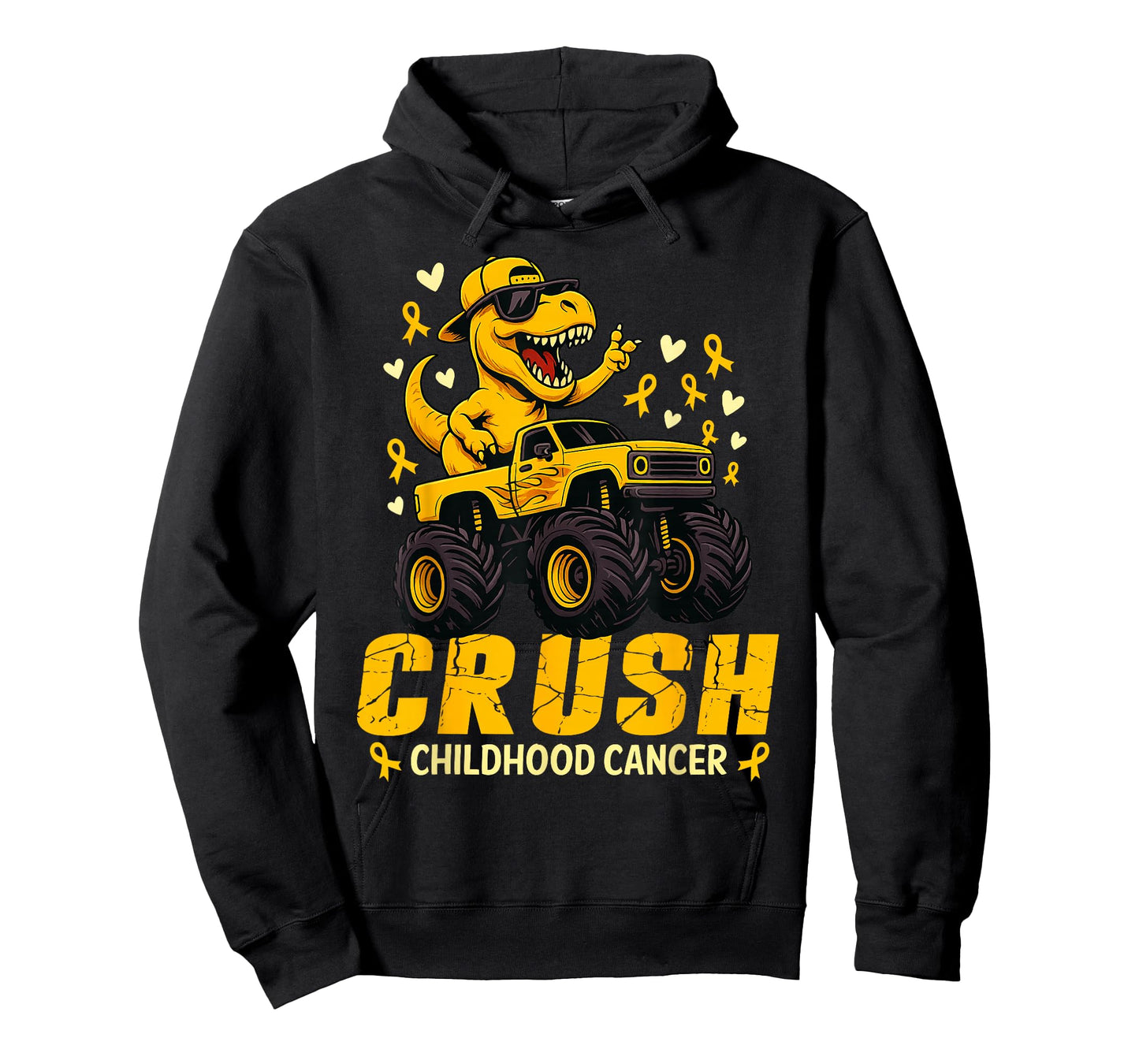 Crush Childhood Cancer Awareness Monster Truck Dinosaur T-Shirt