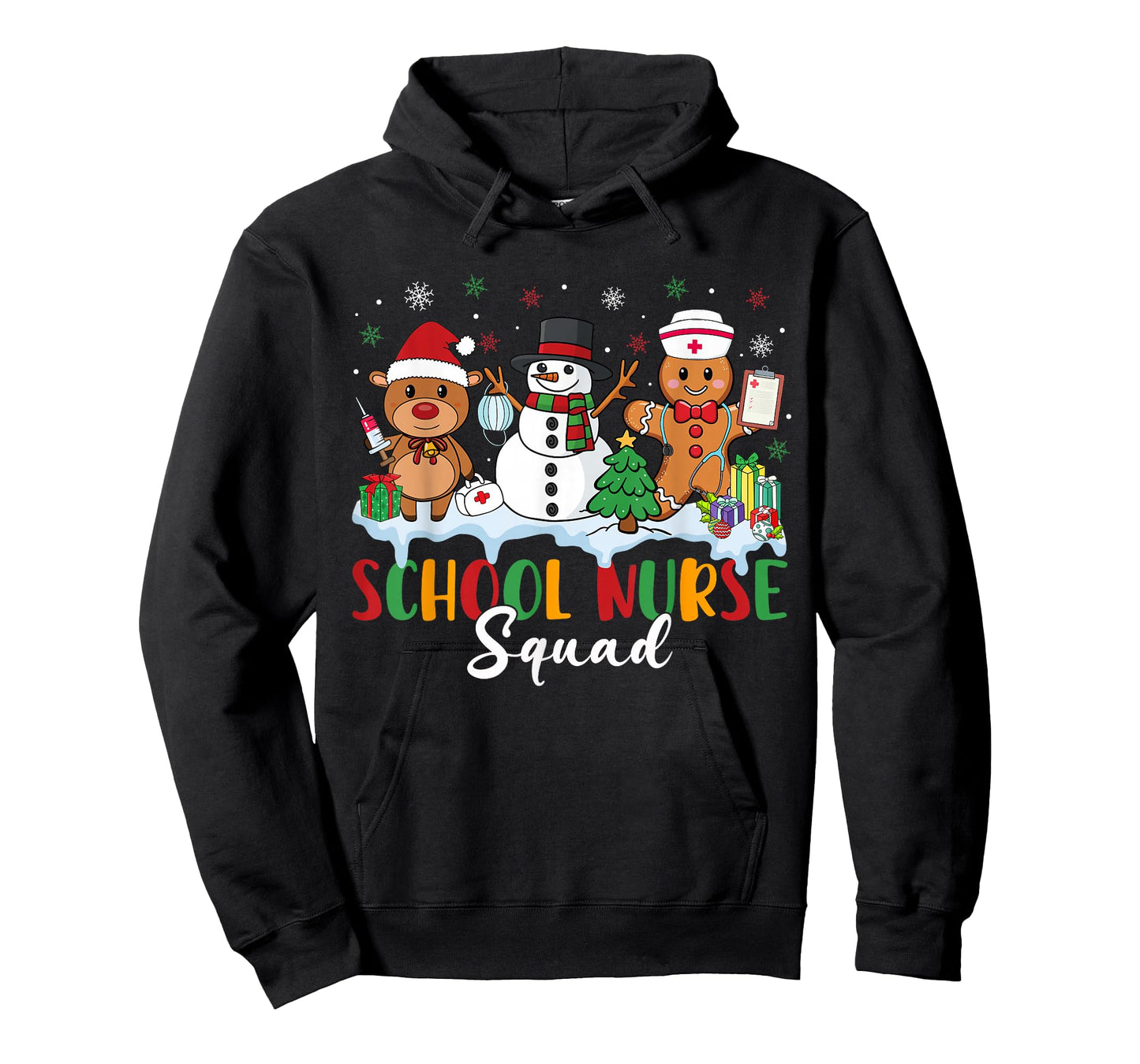 School Nurse Squad Reindeer Snowman Gingerbread Christmas T-Shirt