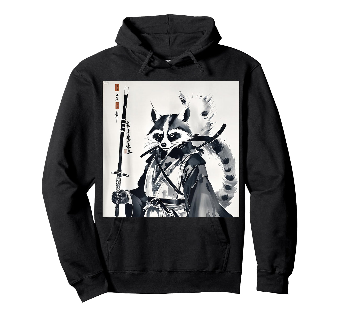 Samurai Raccoon Graphic Warrior Art Japanese Anime Ukiyo-e T-Shirt